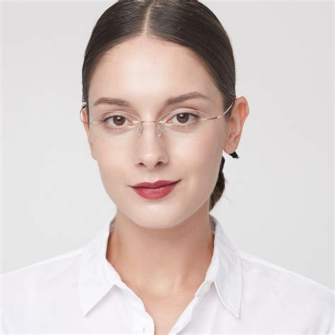 oval shaped rimless glasses.